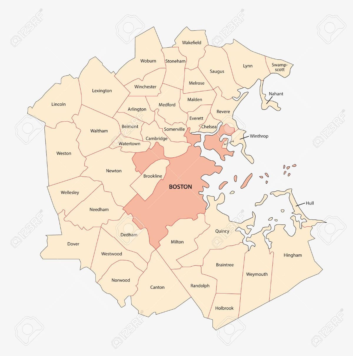 ಮೆಟ್ರೋ ಬೋಸ್ಟನ್ ನಕ್ಷೆ