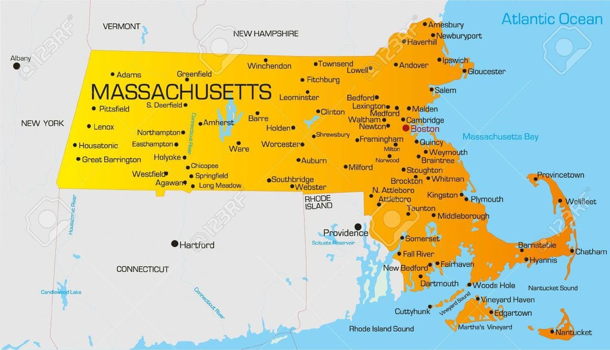 Massachuset ನಕ್ಷೆ
