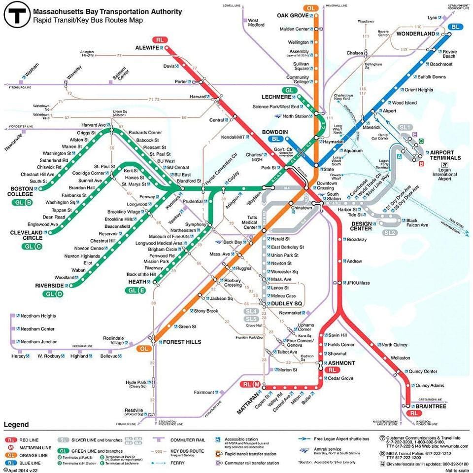 MBTA ಬೋಸ್ಟನ್ ನಕ್ಷೆ